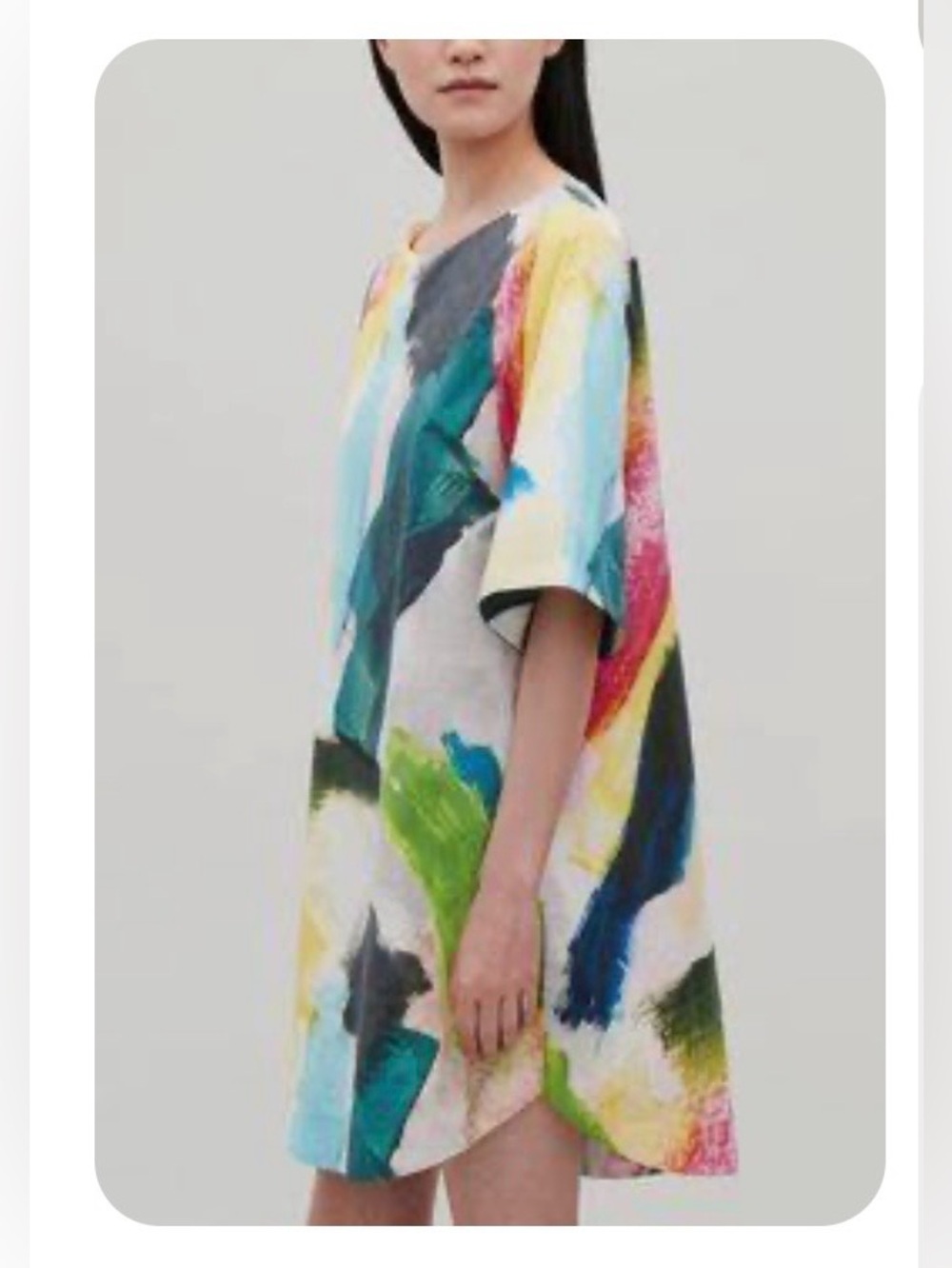 New COS Medium - Size 38 Abstract Brushstroke Print A-Line Dress